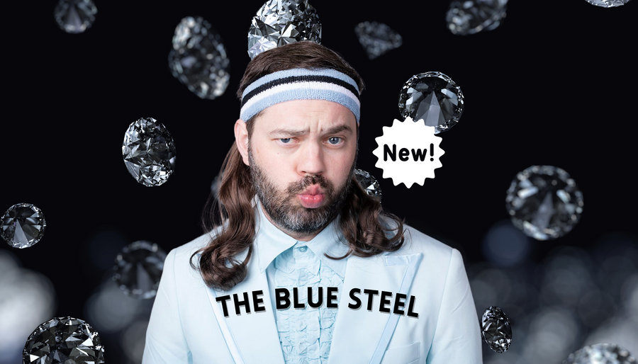 The new, Blue Steel Mullet Headband Wig